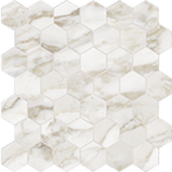 Picture of Anatolia Tile & Stone - La Marca Hexagon Mosaic 2 Calacatta Paonazzo Honed