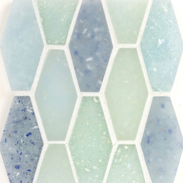 Picture of Ceramica Etc - Liquid Glass Small Elongated Hexagon Bermuda Blend