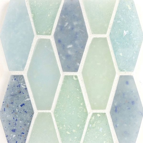 Picture of Ceramica Etc - Liquid Glass Small Elongated Hexagon Bermuda Blend