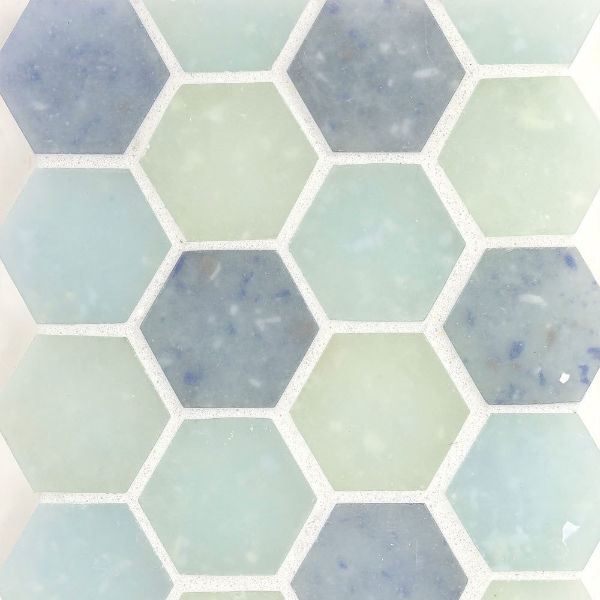 Picture of Ceramica Etc - Liquid Glass Small Hexagons Bermuda Blend