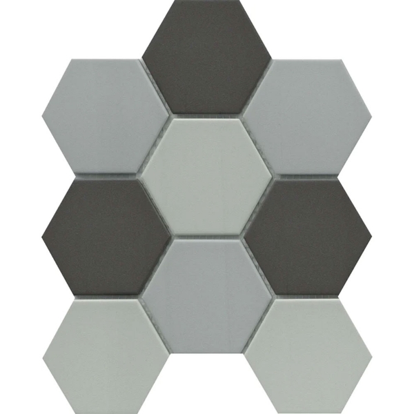 Picture of Emser Tile - Source 3 x 3 Hex Mosaic Dark Blend