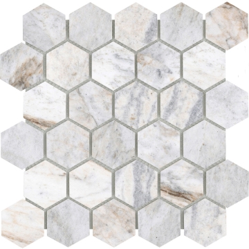 Picture of Emser Tile - Marble Hexagon Mix 2 x 2 Mosaic Valsecca White