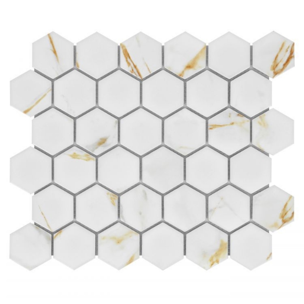 Picture of Elysium - Hulu Hexagon Mosaic Calacatta