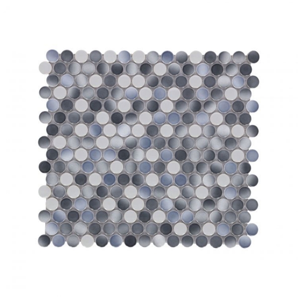 Picture of Elysium - Hulu Penny Round Mosaic Gradient Grey Glossy
