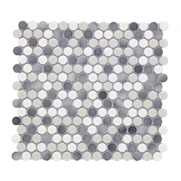 Picture of Elysium - Hulu Penny Round Mosaic Mixed Grey Glossy
