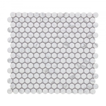 Picture of Elysium - Hulu Penny Round Mosaic Statuario Matte
