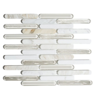 Picture of Elysium - Linear Glass Mosaic Bamboo Calacatta Gold