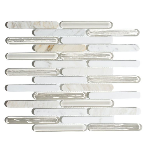 Picture of Elysium - Linear Glass Mosaic Bamboo Calacatta Gold