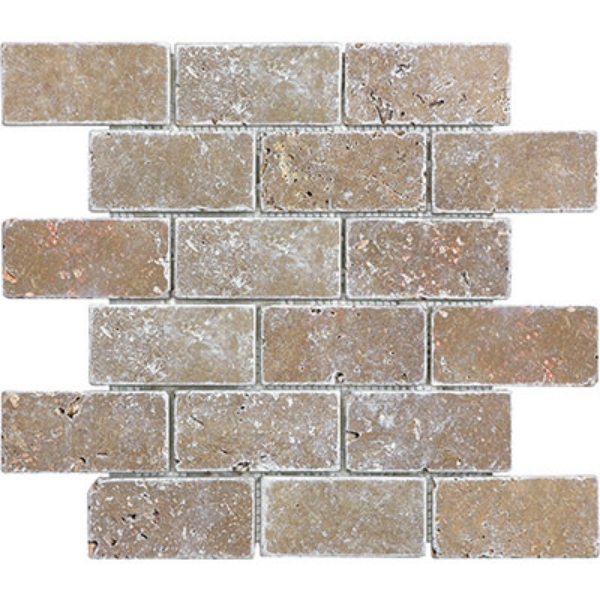 Picture of Anatolia Tile & Stone - Travertine Mosaic Brick 2 x 4 Espresso