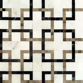 Picture of SOHO Studio Corp - Micro Mosaics Stone Pathway Asian Stauray Atens Gray & Nero