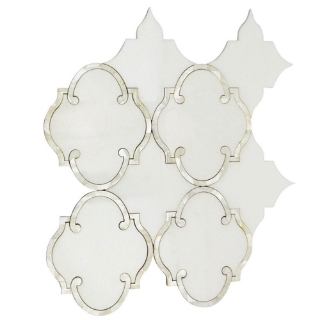 Picture of SOHO Studio Corp - Water Jet Mosaic MJ Rabat White Thassos with Pearl Line