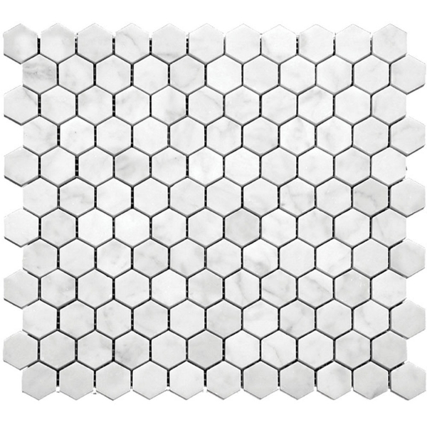 Picture of MiR Mosaic - Marbella Carrara Hex 1 x 1 Carrara Hex Honed