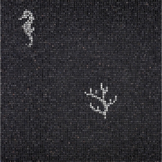 Picture of Bisazza Mosaico - Decori 10 - Corals and Seahorses Coral Seahorse Black