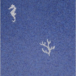 Picture of Bisazza Mosaico - Decori 10 - Corals and Seahorses Corals Seahorse Blue