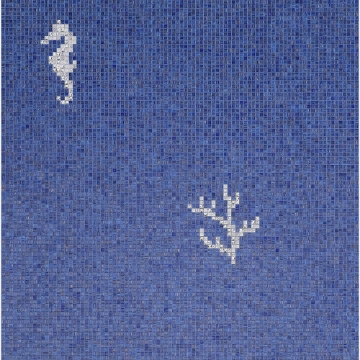 Picture of Bisazza Mosaico - Decori 10 - Corals and Seahorses Corals Seahorse Blue