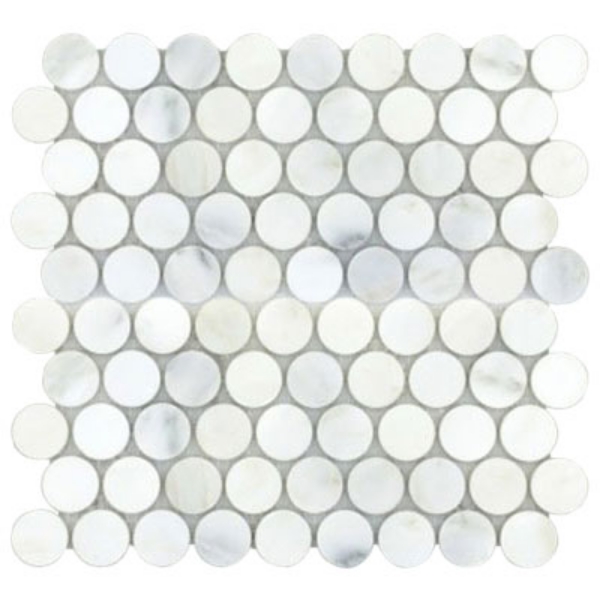 Picture of Emser Tile - Marble Penny Round Mosaic Winter Frost