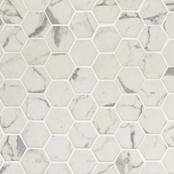 Picture of MS International - Glass Mosaic Hexagon Statuario Celano