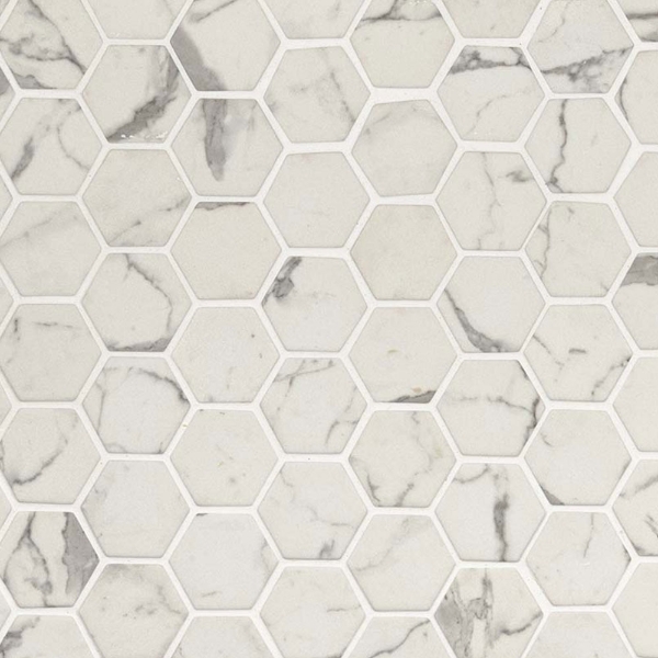 Picture of MS International - Glass Mosaic Hexagon Statuario Celano