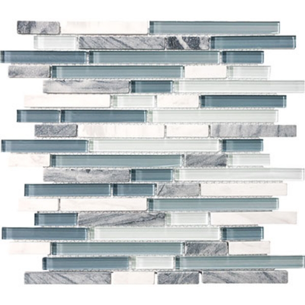 Picture of Anatolia Tile & Stone - Bliss Mosaic Glass Stone Linear Blend Waterfall