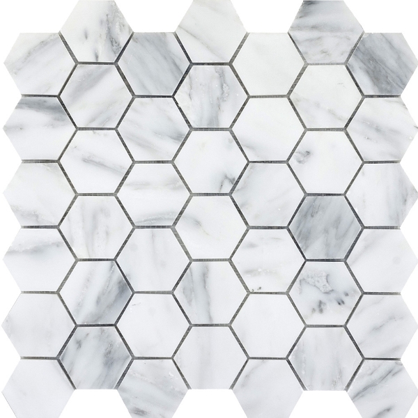 Picture of Emser Tile - Marble Large Hexagon Mosaic Winter Frost