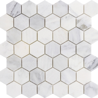 Picture of Emser Tile - Marble Hexagon Mix 2 x 2 Mosaic Winter Frost