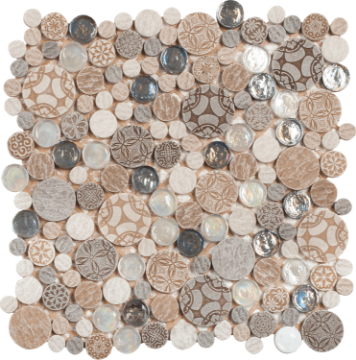 Picture of Bati Orient - Round Mosaic Penny Round Decor Beige