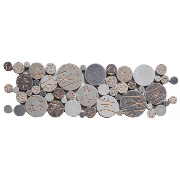 Picture of Bati Orient - Round Mosaic Penny Rounds Border Taupe Gold
