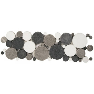 Picture of Bati Orient - Round Mosaic Reconstituted Border Black/Grey/White