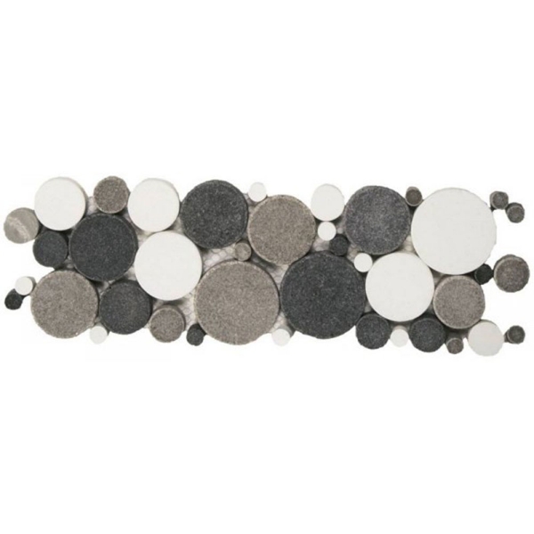 Picture of Bati Orient - Round Mosaic Reconstituted Border Black/Grey/White