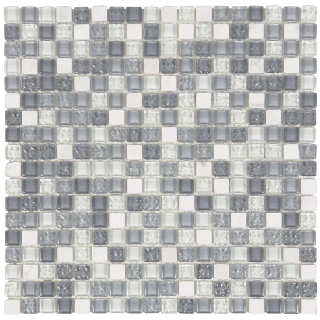 Picture of Bati Orient - Mix Mosaic 5/8 x 5/8 White Marble Light Grey Glossy Glass