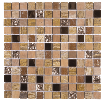 Picture of Bati Orient - Mix Mosaic 7/8 x 7/8 Beige Brown Mix Marble Polished Glass Metal