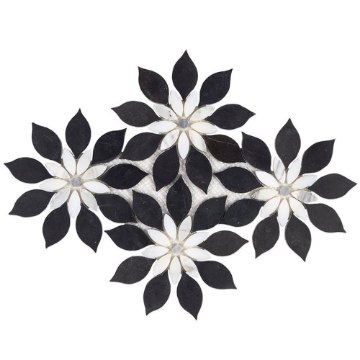 Picture of SOHO Studio Corp - Water Jet Mosaic MJ Rain Flower Black Jade Calacatta Dot