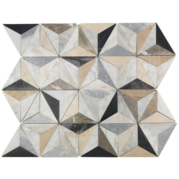 Picture of SOHO Studio Corp - Water Jet Mosaic MJ Geotech Nero Cararra Sky Gray Botticino