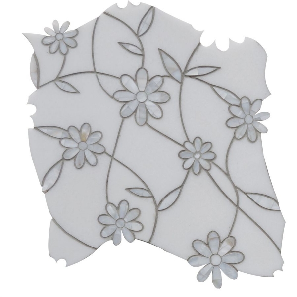 Picture of SOHO Studio Corp - Water Jet Mosaic MJ Gerbera Thassos Mother Of Pearl