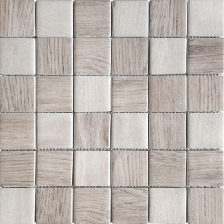 Picture of Bati Orient - Recycled Glass Wood Look Squares Beige Mix