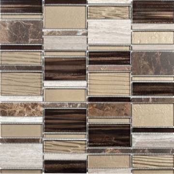 Picture of Bati Orient - Mix Mosaic Mixed Size Marble Beige/Glass Beige/Brown Rectangles