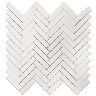 Picture of Stone Collection - Sweet White Mosaic Herringbone Sweet White Honed