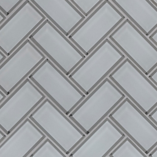 Picture of MS International - Glass Mosaic Herringbone Ice Bevel