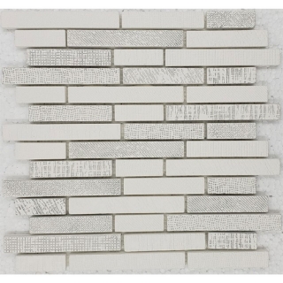 Picture of Bati Orient - Fabric Print Patchwork Baguette Mosaic Super White Grey Mix