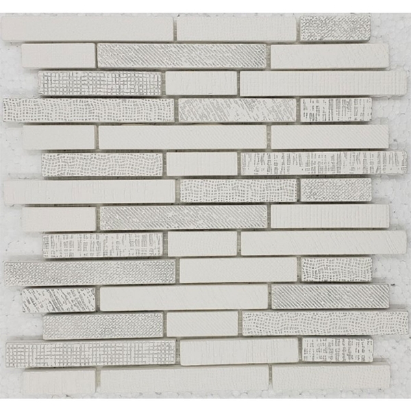 Picture of Bati Orient - Fabric Print Patchwork Baguette Mosaic Super White Grey Mix