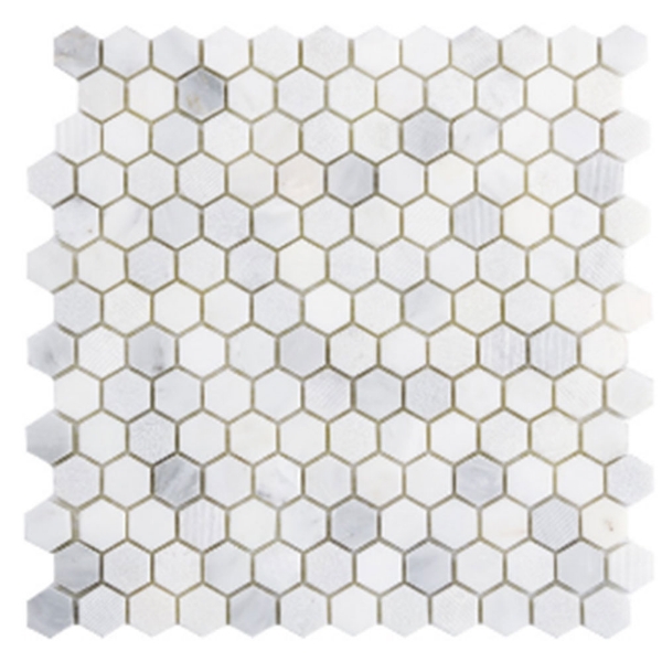 Picture of Emser Tile - Marble Hexagon Mix 1 x 1 Mosaic Winter Frost