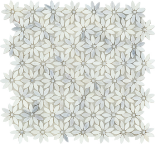 Picture of Emser Tile - Marble Daisy Mosaic Winter Frost