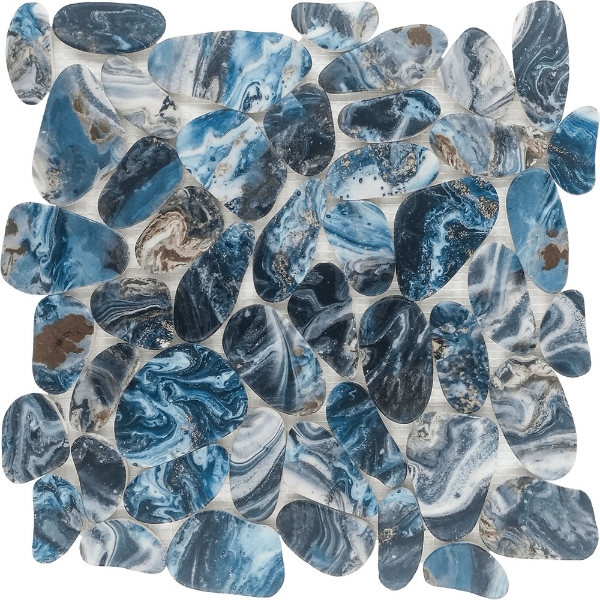 Picture of Bati Orient - Pebbles Reconstituted Decorated Grey Blue Mix Matte