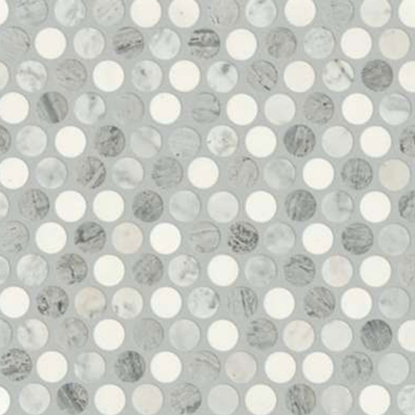 Picture of Shaw Builder - Estate Mosaic Penny Round Bianco Carrara Blue