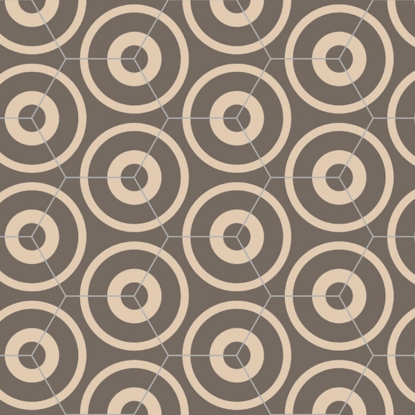 Picture of Bisazza Mosaico - Cementiles Decorations Hex Concentric Tortora