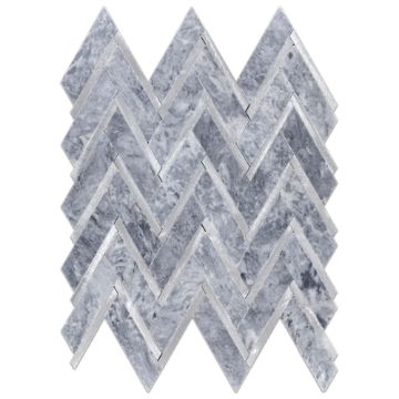 Picture of Elon Tile & Stone - Aluminum Herringbone Pacific Gray Silver Polished