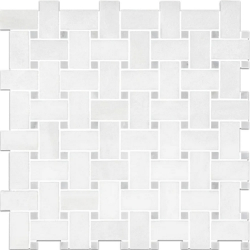 Picture of Elon Tile & Stone - Basketweave Mosaics White Thassos Mystic Gray Dot Polished
