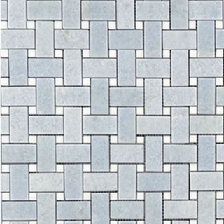 Picture of Elon Tile & Stone - Basketweave Mosaics Blue Celeste White Thassos Dot Polished