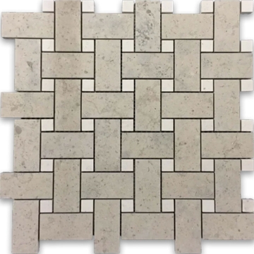 Picture of Elon Tile & Stone - Basketweave Mosaics Quartier Parisien Vague de Fleurs Honed