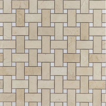 Picture of Elon Tile & Stone - Basketweave Mosaics Crema Marfil White Thassos Dot Polished